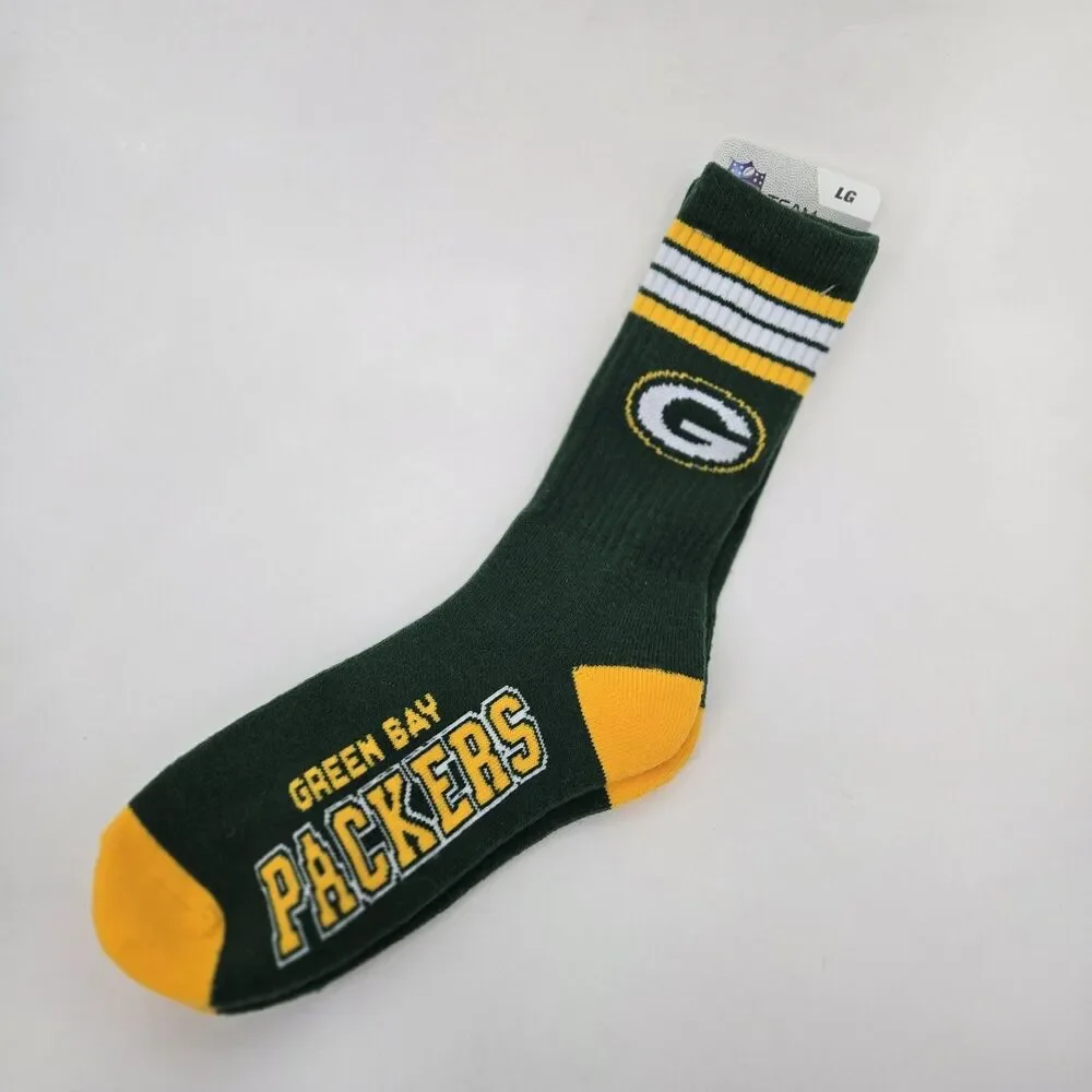 NFL Team Apparel Green‎ Bay Packers Wisconsin Football Crew Socks Mens 10-13